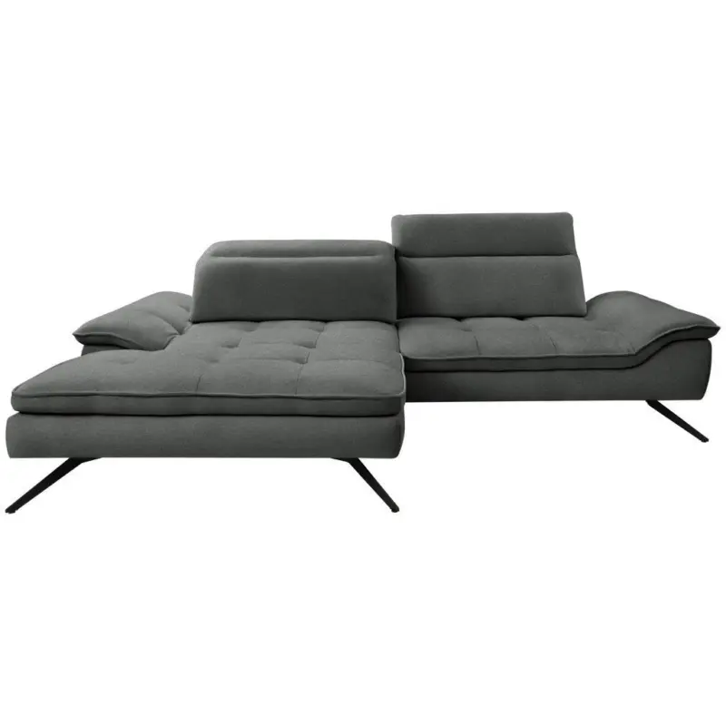 Ecksofa in Chenille Anthrazit 179-202/288 cm