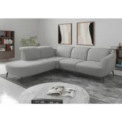 Ecksofa ZOE E in Flachgewebe Hellgrau 267/300 cm