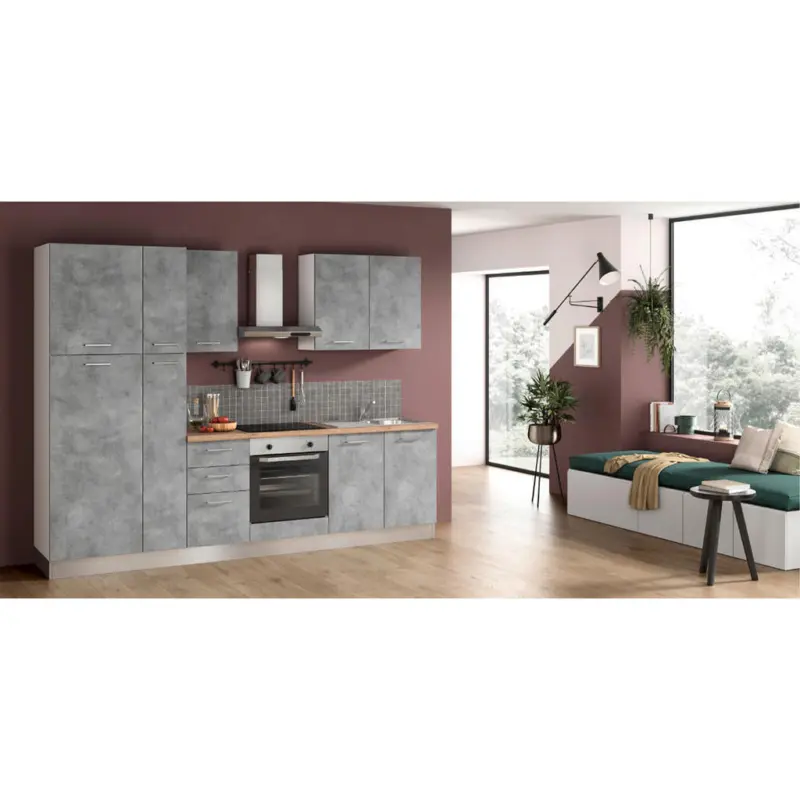 K&uuml;chenblock 285 cm in Hellgrau