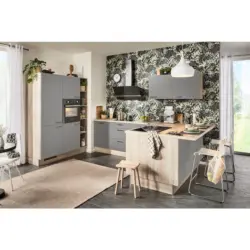 Eckk&uuml;che in Grau, Hellbraun