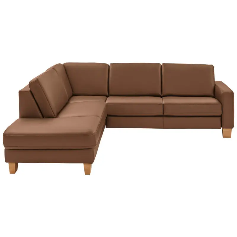 Ecksofa Valdera in Echtleder Braun 235/257 cm