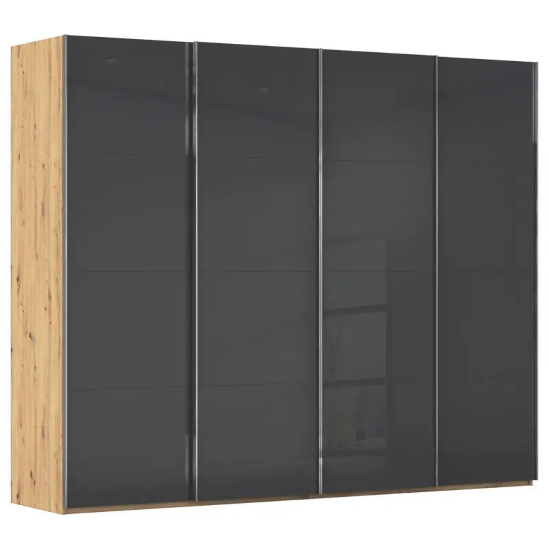 Schwebet&uuml;renschrank in Schwarz, Eiche Artisan