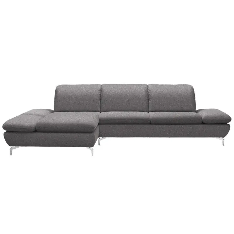Ecksofa in Chenille, Flachgewebe Grau 200/315 cm