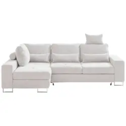 Ecksofa in Flachgewebe Creme 188/260 cm