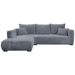 Ecksofa in Cord Grau 208/322 cm