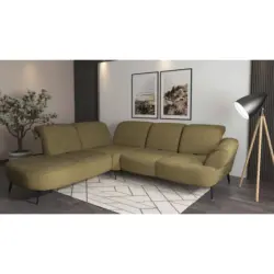Ecksofa Dance E in Chenille Olivgr&uuml;n 270/302 cm
