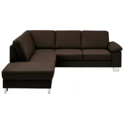 Ecksofa in Echtleder Dunkelbraun 235/248 cm