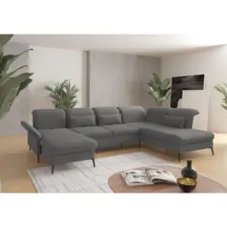 Wohnlandschaft in Flachgewebe Grau