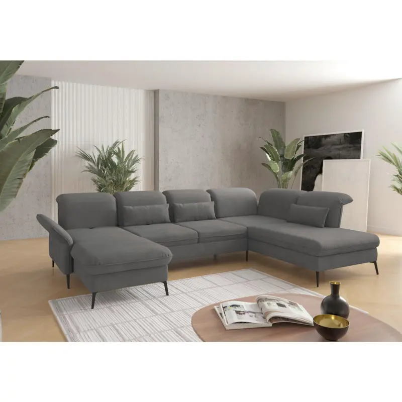 Wohnlandschaft in Flachgewebe Grau