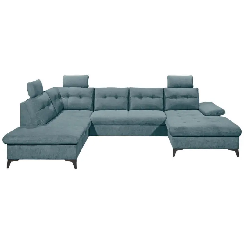 Wohnlandschaft in Webstoff Blau