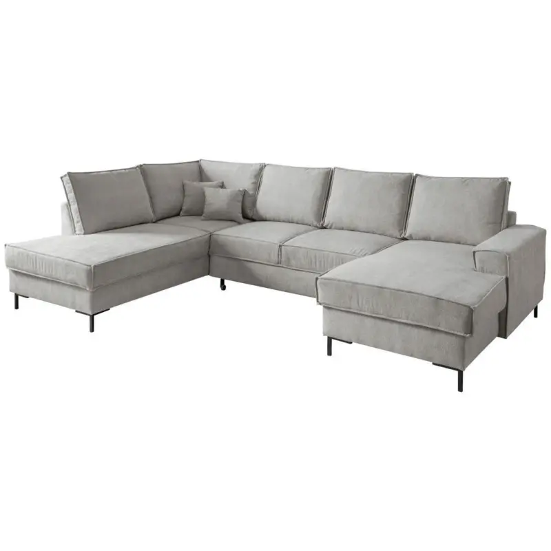 Wohnlandschaft in Mikrofaser Silberfarben