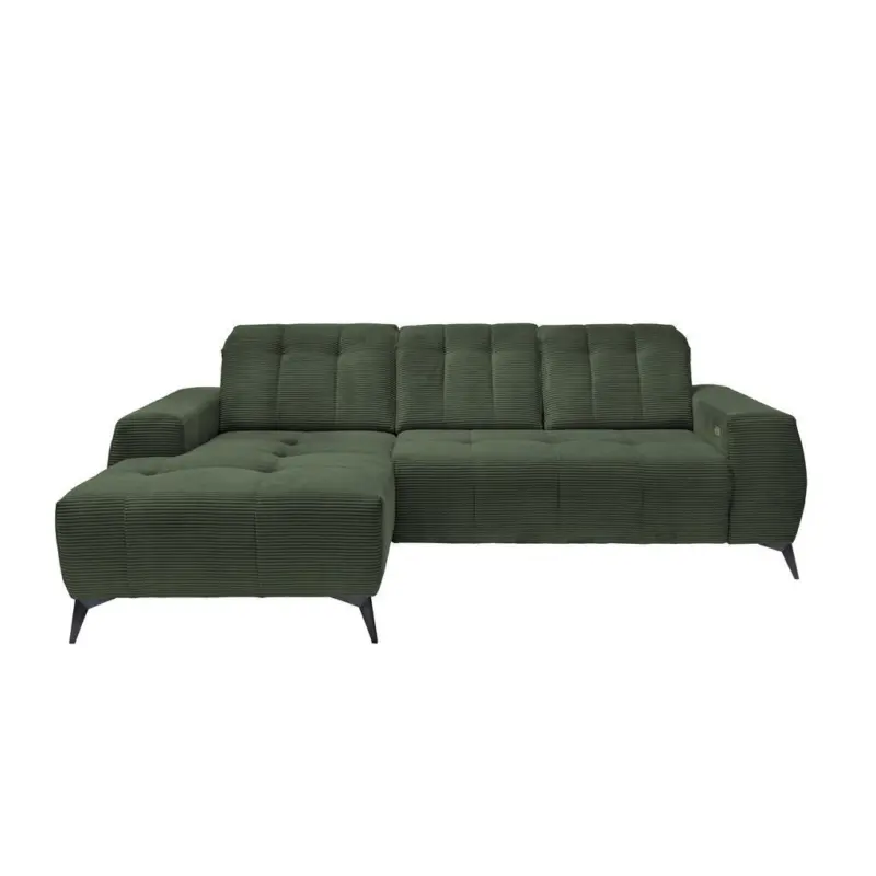 Ecksofa in Cord Dunkelgr&uuml;n 180/258 cm