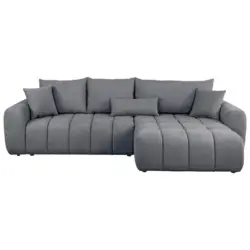 Ecksofa in Velours Dunkelgrau 298/168 cm