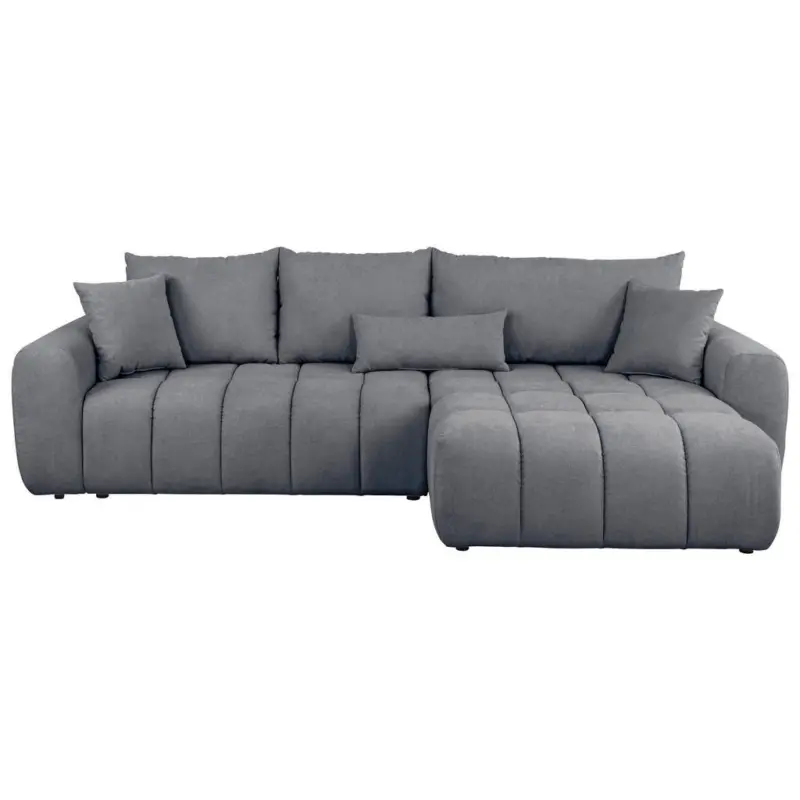 Ecksofa in Velours Dunkelgrau 298/168 cm