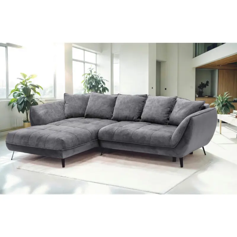 Ecksofa Midway in Struktur Graphitfarben, Grau 187/282 cm