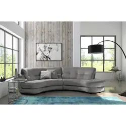 Ecksofa Bretania in Samt Grau 300/113 cm