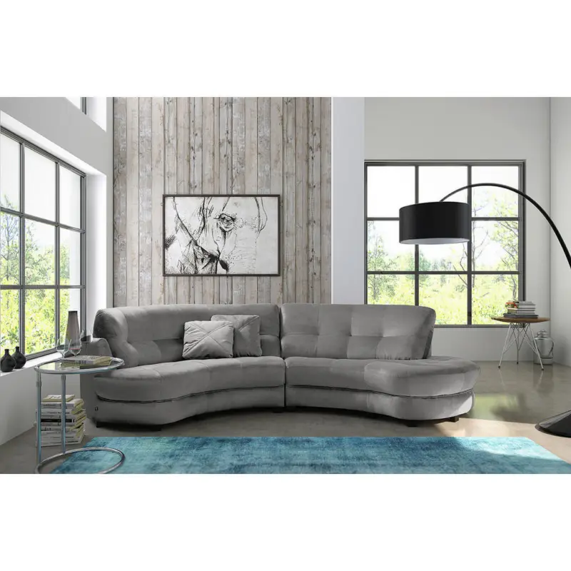Ecksofa Bretania in Samt Grau 300/113 cm