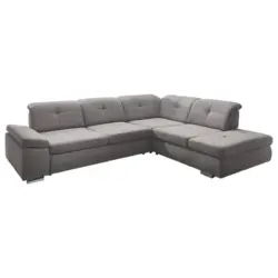 Ecksofa in Mikrofaser Hellgrau 312/260 cm