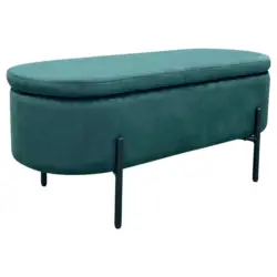 Sitzbank in Metall, Textil Schwarz, Dunkelgr&uuml;n