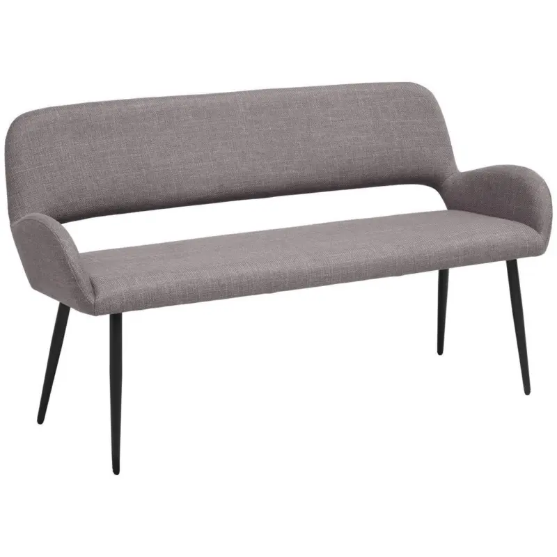 Sitzbank in Holz, Metall, Textil Grau