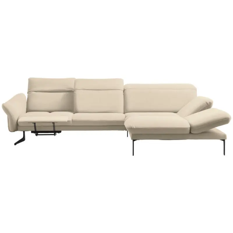 Ecksofa in Echtleder Creme 299/203 cm
