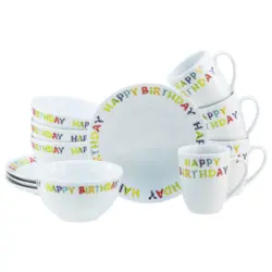 Fr&uuml;hst&uuml;cksservice Happy Birthday 12-teilig