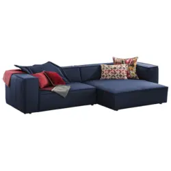 Ecksofa around the block in Echtleder Blau 300/164 cm