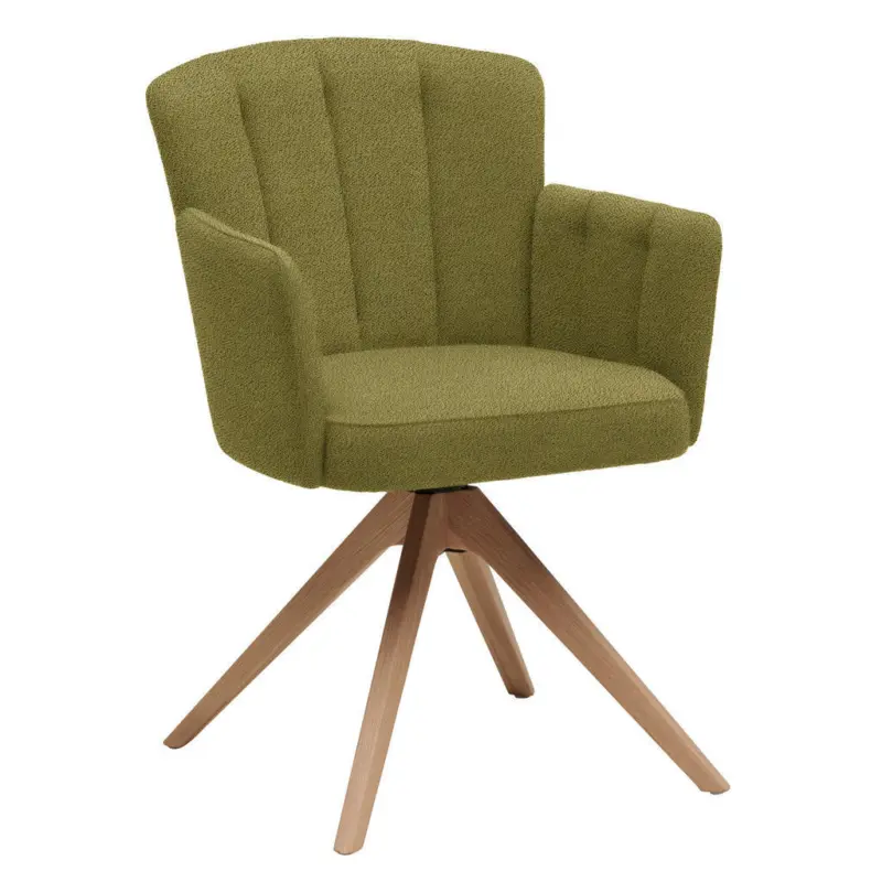 Armlehnstuhl in Holz, Textil Wildeiche, Schilfgr&uuml;n