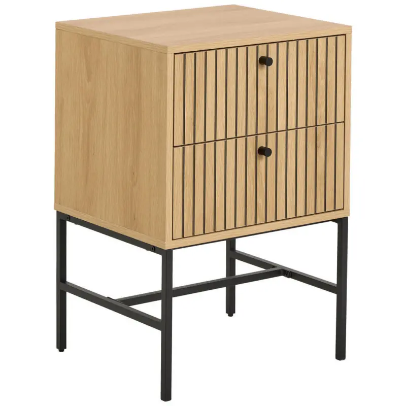 Nachtk&auml;stchen in furniert Eiche Schwarz, Eichefarben