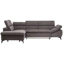 Ecksofa in Mikrofaser Graubraun 210/279 cm