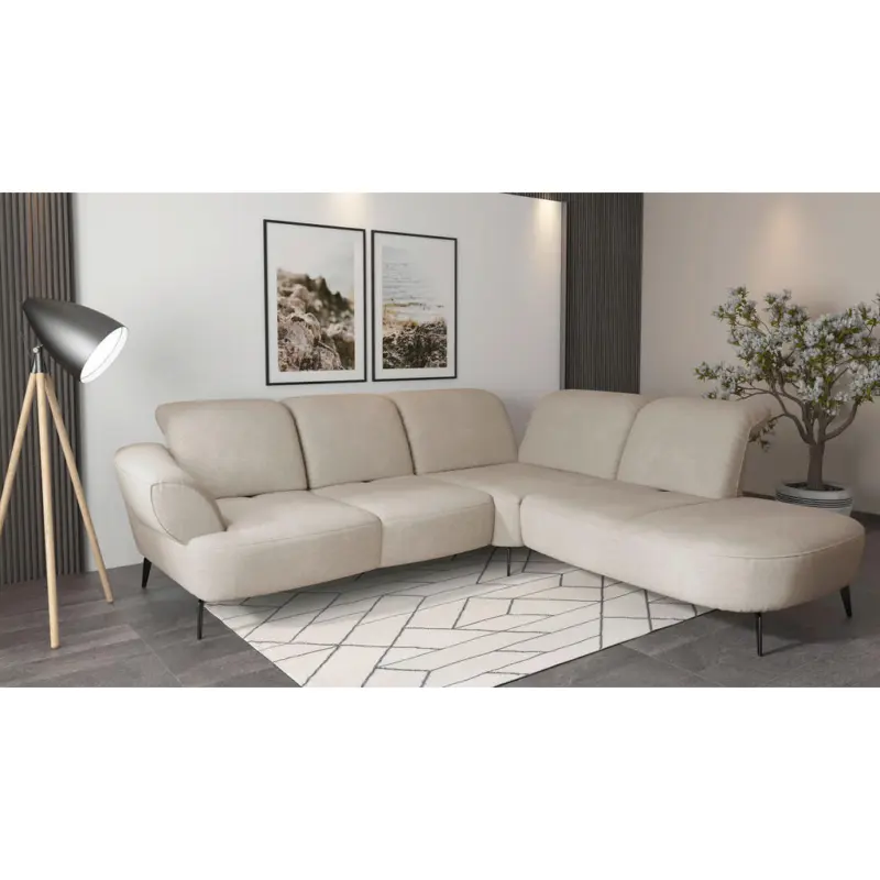 Ecksofa Dance E in Mikrofaser Beige 302/270 cm