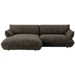 Ecksofa in Flachgewebe Dunkelbraun 185/264 cm