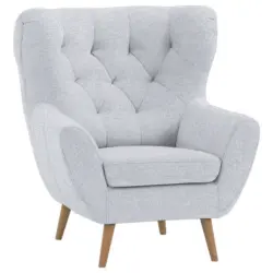 Ohrensessel in Flachgewebe Hellgrau