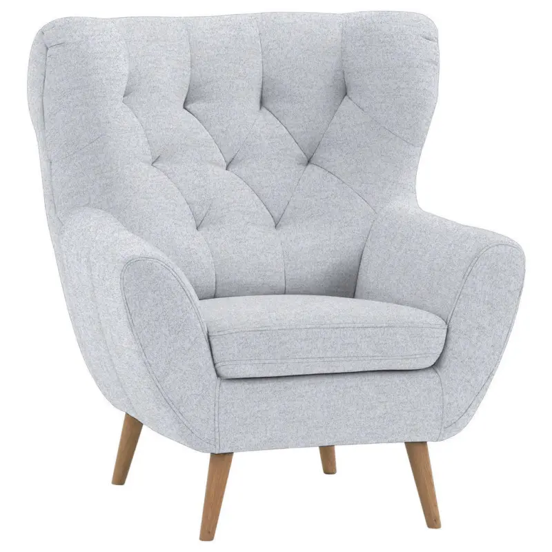 Ohrensessel in Flachgewebe Hellgrau