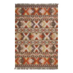 Handwebteppich 140/200 cm Balou Beige, Rostfarben, Rotbraun