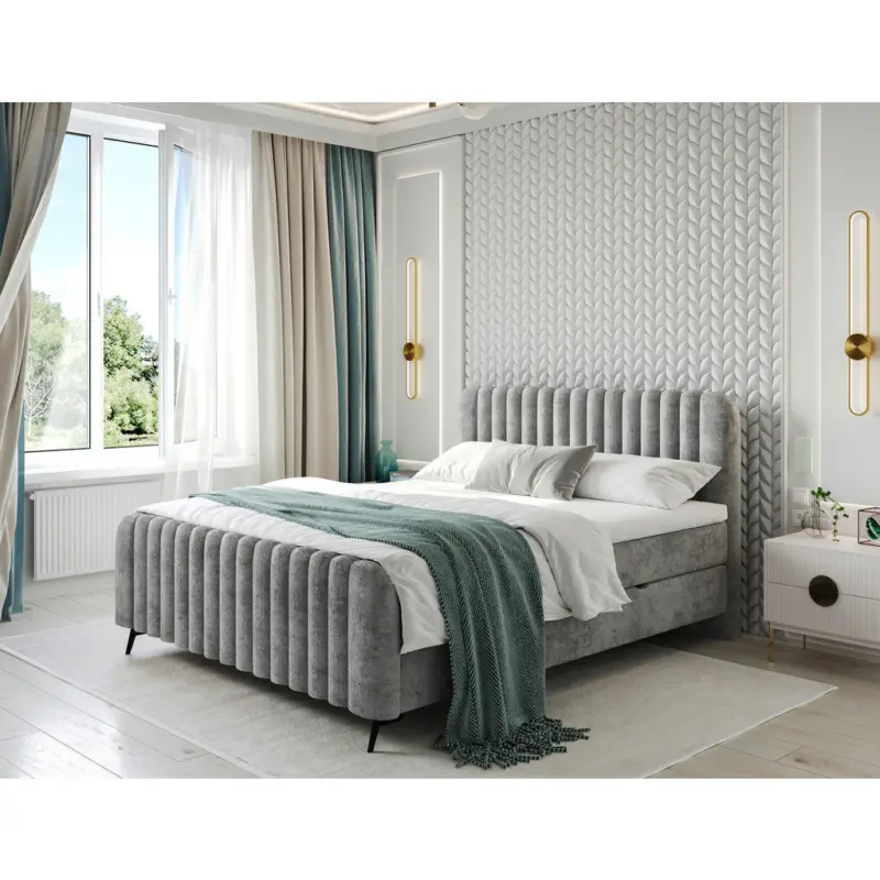 Boxbett 180/200 cm in Grau