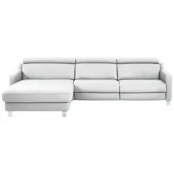 Ecksofa in Echtleder Wei&szlig; 176/291 cm