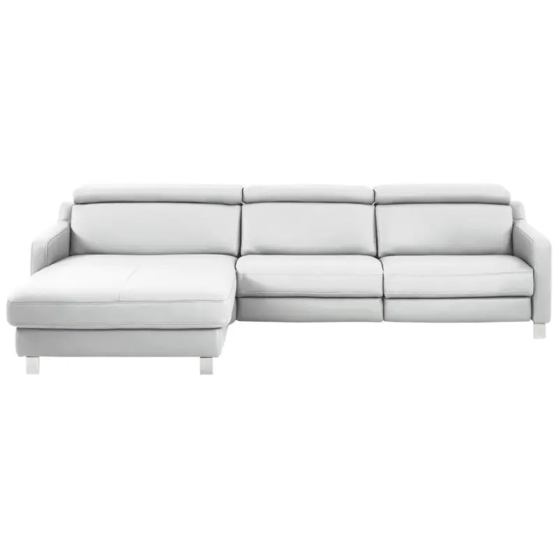 Ecksofa in Echtleder Wei&szlig; 176/291 cm