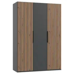 Dreht&uuml;renschrank in Graphitfarben, Eichefarben