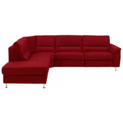 Ecksofa in Echtleder Rot 249/290 cm