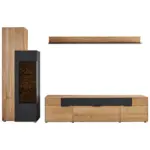 XXXLutz Lauterach - Ihr M&ouml;belhaus bei Bregenz Wohnwand in Schwarz, Eichefarben 299,3/195,9/45,2 cm