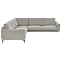 Ecksofa in Velours, Feincord Grau 254/280 cm