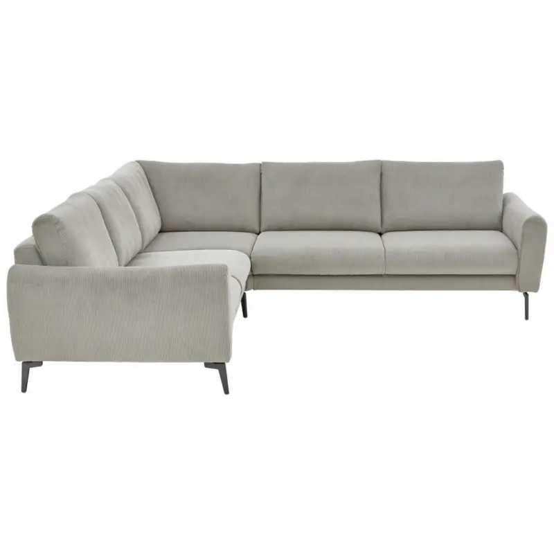 Ecksofa in Velours, Feincord Grau 254/280 cm