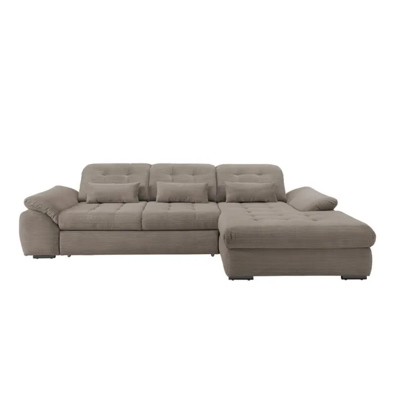Ecksofa in Cord Graubraun