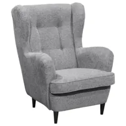 Ohrensessel in Webstoff Lavagrau