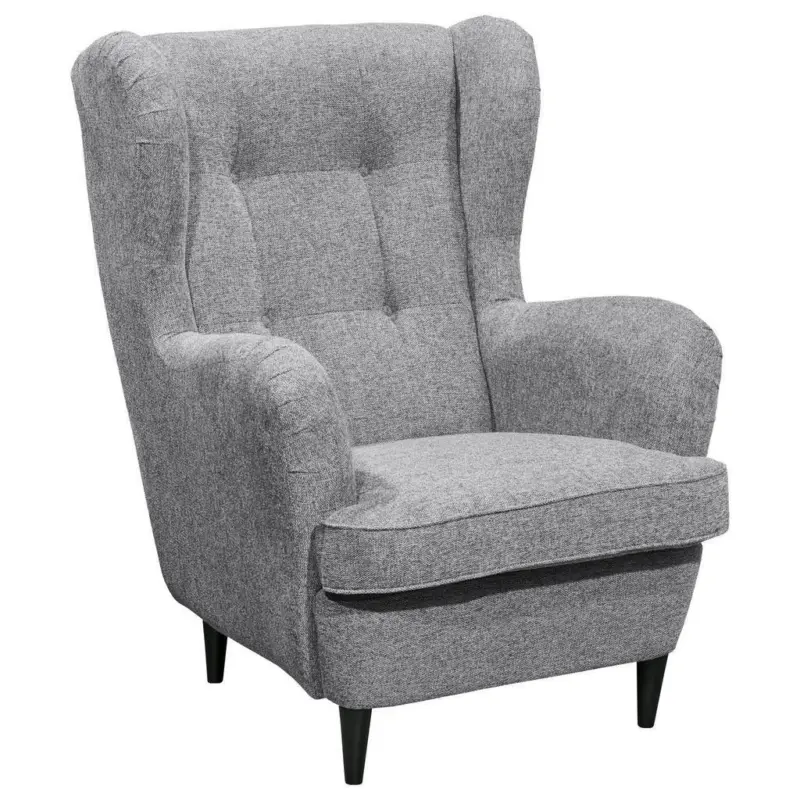 Ohrensessel in Webstoff Lavagrau