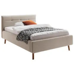 Polsterbett Bettkasten, Lattenroste Beige 140/200 cm