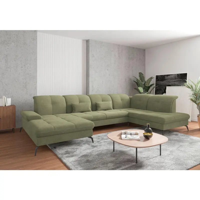 Wohnlandschaft in Flachgewebe Hellgr&uuml;n