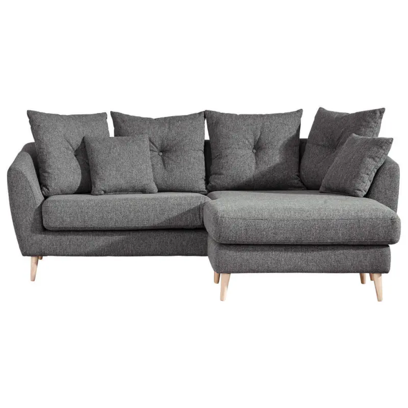 Ecksofa in Flachgewebe Dunkelgrau 210/156 cm