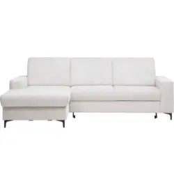 Ecksofa in Cord Wei&szlig;, Perlmutt